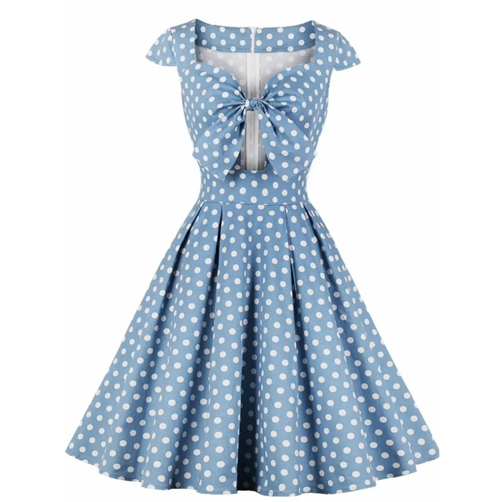 Women Vintage Sexy Summer Dresses 2019 Polka Dots 1950s Bowknot Zippers Square Collar Blue Midi Fashion Female A-line Dresses
Women Vintage Sexy Summer Dresses 2019 Polka Dots 1950s Bowknot Zippers Square Collar Blue Midi Fashion Female A-line Dresses