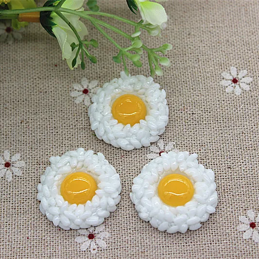 

26mm 10PCS Cute Resin Simulation Food Rice Eggs Flatback Cabochon Embellishment Accessories DIY Scrapbooking Craft Making