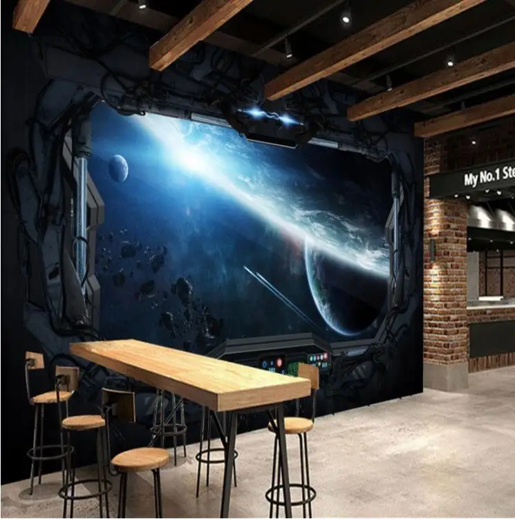 Фотобумага 3D стерео для ресторана настенная бумага Интернет-кафе игровой