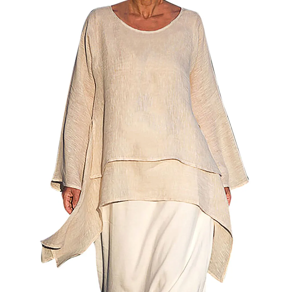 Women Blouse Bluzki Damskie Plus Size Irregular Casual Linen Long Sleeve Crew Neck Blouse Chemisier Femme Woman Blouses d4
Women Blouse Bluzki Damskie Plus Size Irregular Casual Linen Long Sleeve Crew Neck Blouse Chemisier Femme Woman Blouses d4