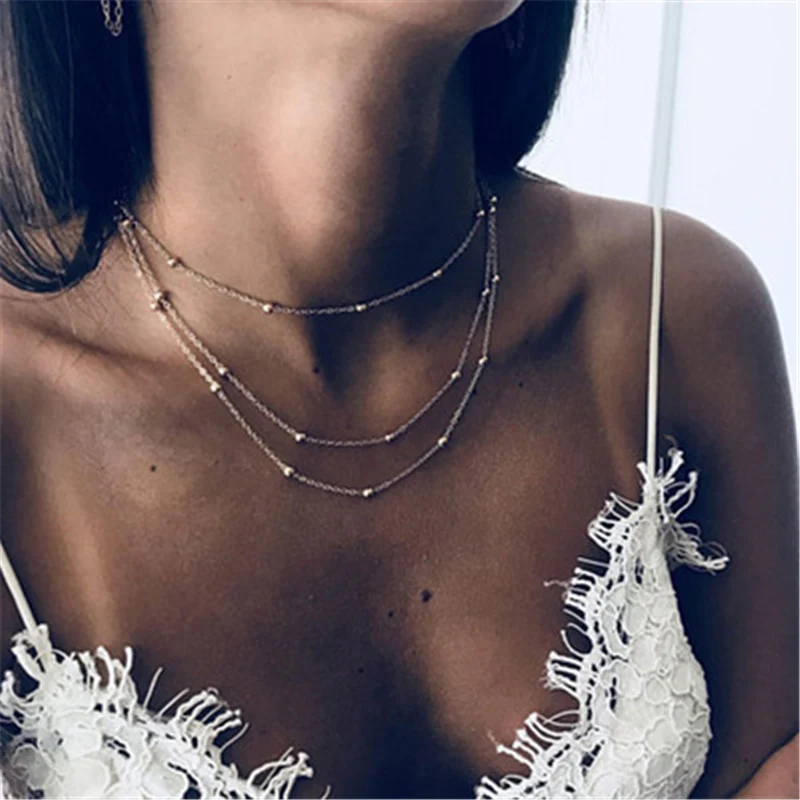 Simple Boho Gold Silver Chain Beads Choker Necklace Women Layerd Chocker Necklaces For Women collar collier collares kolye
Simple Boho Gold Silver Chain Beads Choker Necklace Women Layerd Chocker Necklaces For Women collar collier collares kolye