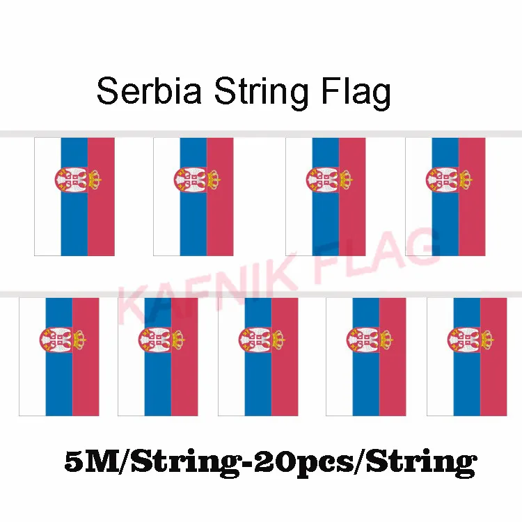 KAFNIK 5 meters 20 faces 14*21CM Serbia String Flag Banner Bar For Party Decoration/World Event Carnival Decor | Дом и сад