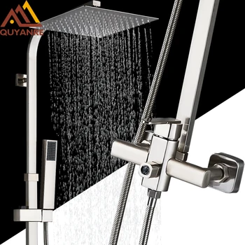 Quyanre Brushed Nickel Shower Faucets Set Wall Mount 8" Ultrathin Shower System Single Handle Mixer Tap Bath Shower Mixer Kit
Quyanre Brushed Nickel Shower Faucets Set Wall Mount 8" Ultrathin Shower System Single Handle Mixer Tap Bath Shower Mixer Kit
