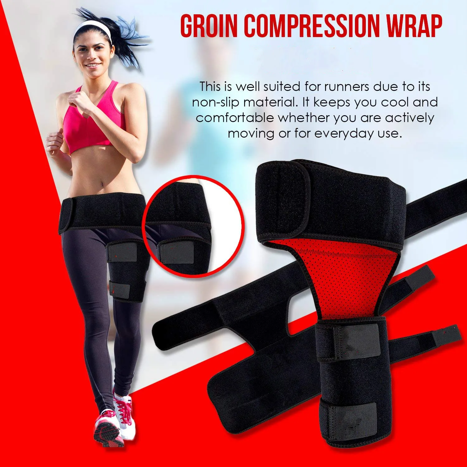 Groin Compression Wrap Hip Support Brace Sciatica Pain Relief -injured Groin, Hamstring Thigh, Hip, and More.Nonslip Tight Grip
Groin Compression Wrap Hip Support Brace Sciatica Pain Relief -injured Groin, Hamstring Thigh, Hip, and More.Nonslip Tight Grip