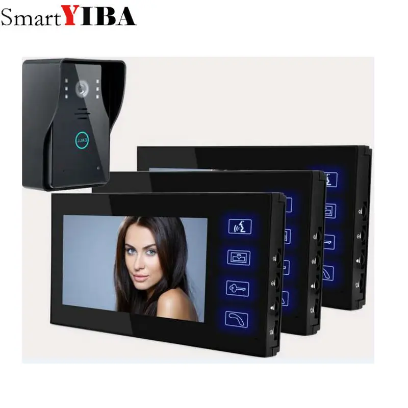 SmartYIBA 7 Inch TFT Video Door Phone Doorbell Intercom Kit 3 Monitor Weatherproof Video Doorbell Intercom System
SmartYIBA 7 Inch TFT Video Door Phone Doorbell Intercom Kit 3 Monitor Weatherproof Video Doorbell Intercom System