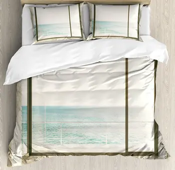 Beach Duvet Cover Set , Apartment Scenery with Wavy Sea Ocean Coastal Home Design Arwork, 4 Piece Bedding Set
Beach Duvet Cover Set , Apartment Scenery with Wavy Sea Ocean Coastal Home Design Arwork, 4 Piece Bedding Set