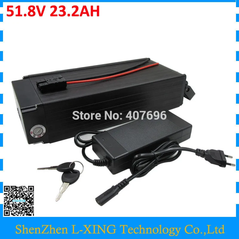 Free customs fee 1500W 52V 23AH rear rack battery 51.8V 52V Lithium ebike battery use NCR18650PF 2900mah cell 30A BMS
Free customs fee 1500W 52V 23AH rear rack battery 51.8V 52V Lithium ebike battery use NCR18650PF 2900mah cell 30A BMS