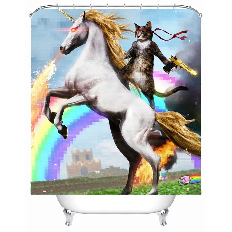 Shower Curtain Unicorn Cat Waterproof Polyester Bath Curtain Bathroom Accessories 180x180cm Curtains Home Decoration