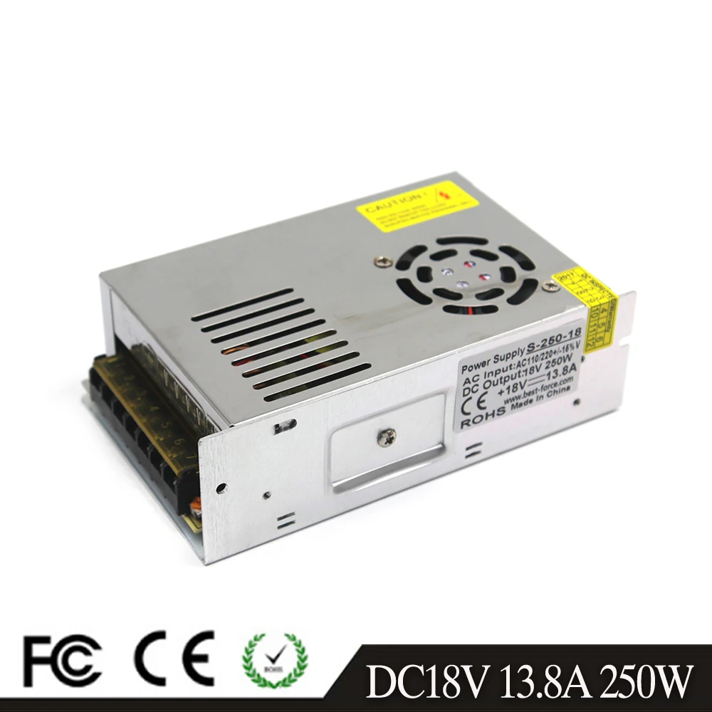 Universal Regulated Switching Power Supply DC18V 13.8A 250W Driver Lighting Transformerfor AC-DC SMPS For LED Strip Light cctv
Universal Regulated Switching Power Supply DC18V 13.8A 250W Driver Lighting Transformerfor AC-DC SMPS For LED Strip Light cctv