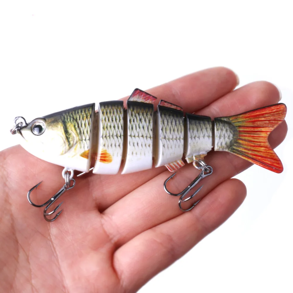 

10cm Multi Sections 6 Segments Fishing Lure Jointed minnow Swimbait Crankbait Artificial Hard Bait 3D Eyes Wobblers Treble Hook