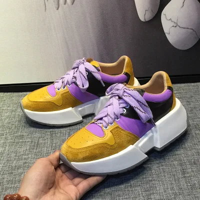 Leather women's shoes high quality wild casual ladies shoes spring and summer new color matching thick sole shoes
Leather women's shoes high quality wild casual ladies shoes spring and summer new color matching thick sole shoes