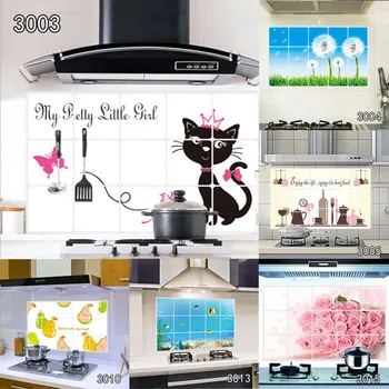 

75cm*45cm Cats Kitchen Anti-oil Wall Stickers Multi-style Home Decor Mural Art Decals Home Indoor Decorations Wallpaper