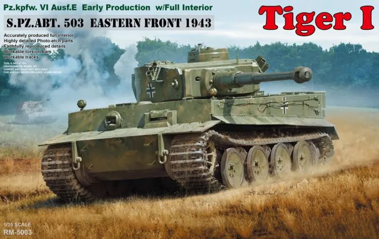RYE FIELD RMF RM-5003 1/35 Scale Tiger I Pz.Kpfw.VI Ausf.E Early Production w/Full interior Plastic Model Building Kit
RYE FIELD RMF RM-5003 1/35 Scale Tiger I Pz.Kpfw.VI Ausf.E Early Production w/Full interior Plastic Model Building Kit