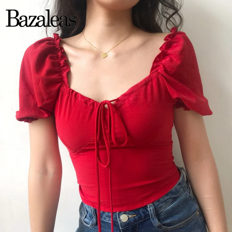 Bazaleas Vintage Chic Red Center Bow Blouse Puff Sleeve Womens Tops blusas France Blusa Feminina drp shipping
Bazaleas Vintage Chic Red Center Bow Blouse Puff Sleeve Womens Tops blusas France Blusa Feminina drp shipping