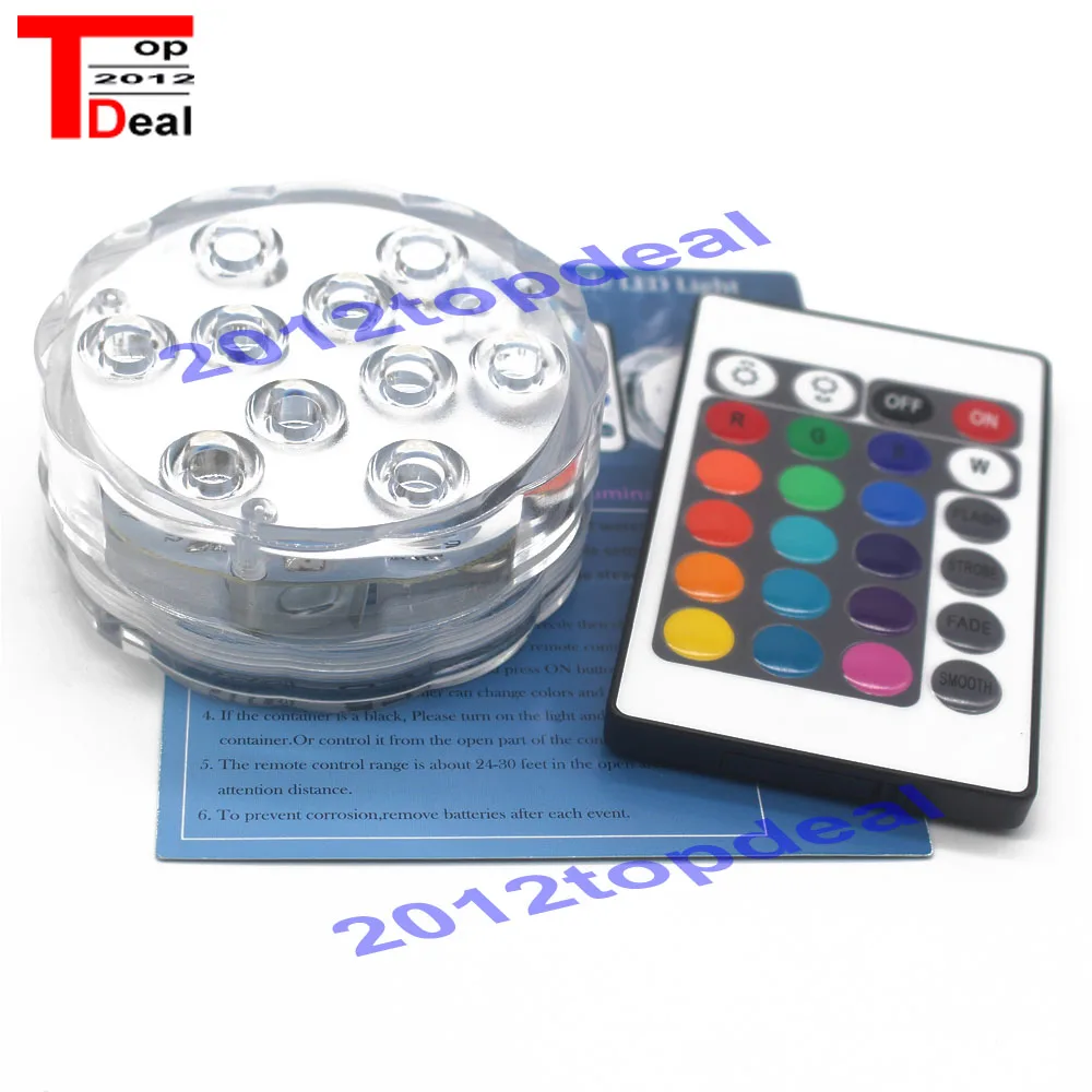 Description Picture 2 of itemRGB Submersible LED Underwater Light 10leds Battery Operated IP67 Waterproof Lamp Swimming Pool Light For Wedding Celebration