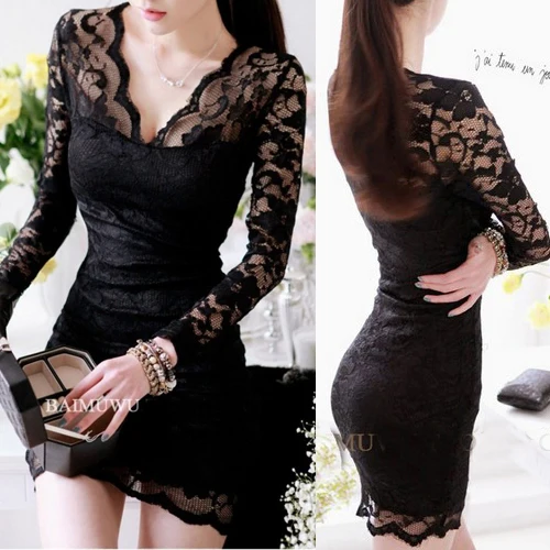 Hot Women Sexy V-neck Long Sleeve Bodycon Dress Slim see-through Lace Mini Cocktail Party Dress
Hot Women Sexy V-neck Long Sleeve Bodycon Dress Slim see-through Lace Mini Cocktail Party Dress