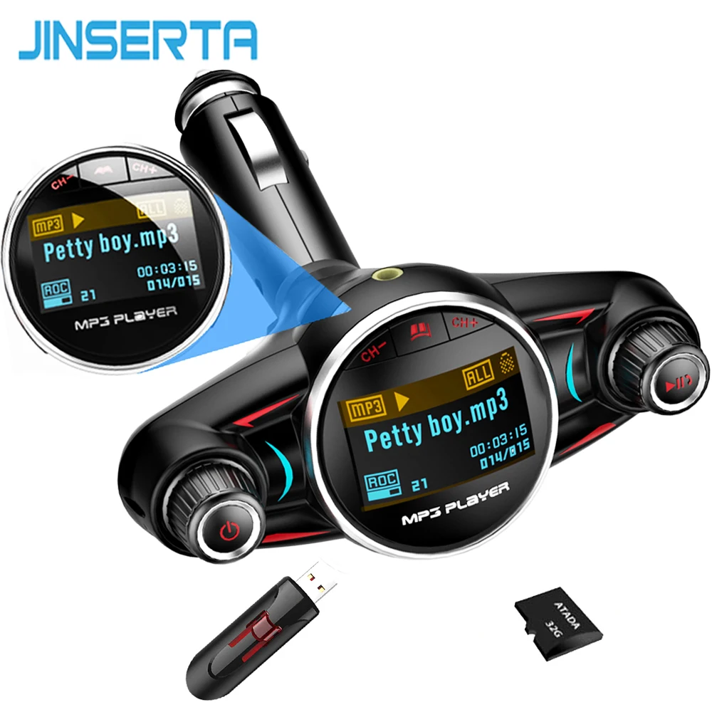 JINSERTA Car MP3 Player Car Bluetooth FM Transmitter Aux Modulator Handsfree Car Kit Music Player with Smart Charge U Disk
JINSERTA Car MP3 Player Car Bluetooth FM Transmitter Aux Modulator Handsfree Car Kit Music Player with Smart Charge U Disk