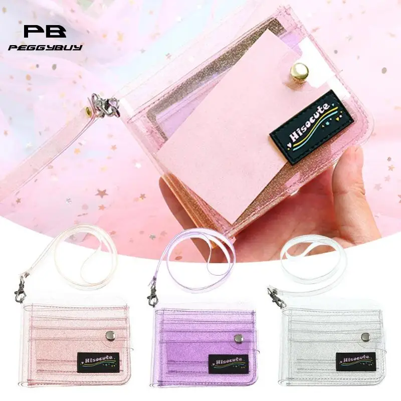 Fashion Girls Bling Transparent ID Card Holder Wallet PVC Folding Lanyard Short Money bag Wallet Women Glitter Business Card Pu
Fashion Girls Bling Transparent ID Card Holder Wallet PVC Folding Lanyard Short Money bag Wallet Women Glitter Business Card Pu