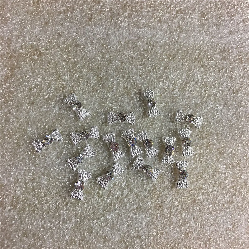 10 шт./пакет серебристо белый бриллиантовый бант стразы с драгоценными камнями