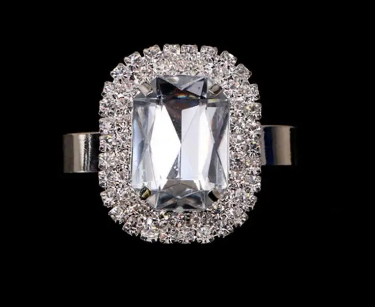 

12pcs Facted Crystal + Rhinestones Napkin Ring Serviette Buckle Holder For Wedding Banquet Dinner Decoration Favor