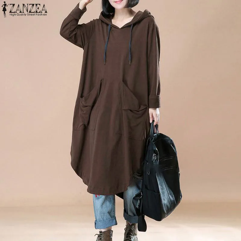 Women Casual Hooded Sweatshirt Dress 2019 ZANZEA Autumn Long Sleeve Loose Pockets Long Baggy Pullover Blusas Hoodies Vestidos
Women Casual Hooded Sweatshirt Dress 2019 ZANZEA Autumn Long Sleeve Loose Pockets Long Baggy Pullover Blusas Hoodies Vestidos