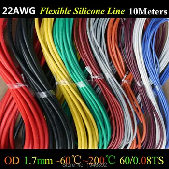 10Meters/lot - 22 AWG Flexible Silicone Wire RC Cable 22AWG 60/0.08TS OD 1.7mm Tinned Copper Wire With 10 Colors to Select
10Meters/lot - 22 AWG Flexible Silicone Wire RC Cable 22AWG 60/0.08TS OD 1.7mm Tinned Copper Wire With 10 Colors to Select