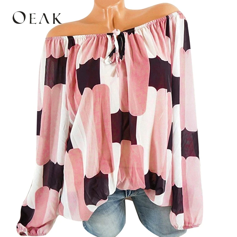 OEAK 2018 Spring Long Sleeve Women Blouses Sexy Off Shoulder Printed Girl Chiffon Blouses Casual Loose Laides Shirts Plus Size
OEAK 2018 Spring Long Sleeve Women Blouses Sexy Off Shoulder Printed Girl Chiffon Blouses Casual Loose Laides Shirts Plus Size