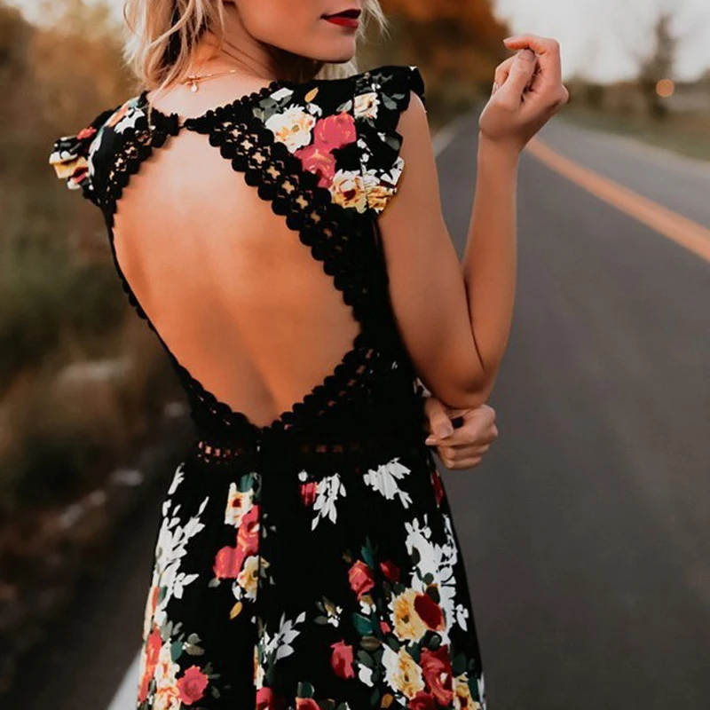 Women Sleeveless Sexy Deep V Floral Chiffon Maxi Dress Summer Fashion Backless Bohemian Dresses Vestidos Plus Size 3XL Black
Women Sleeveless Sexy Deep V Floral Chiffon Maxi Dress Summer Fashion Backless Bohemian Dresses Vestidos Plus Size 3XL Black