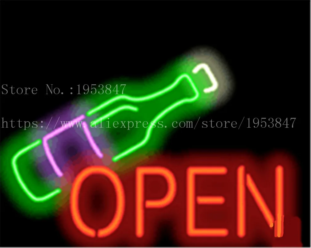 Wine Bottle NEON SIGN REAL GLASS BEER BAR PUB LIGHT SIGNS store display Bulbs drink food Advertising Lights 17*14" | Освещение
