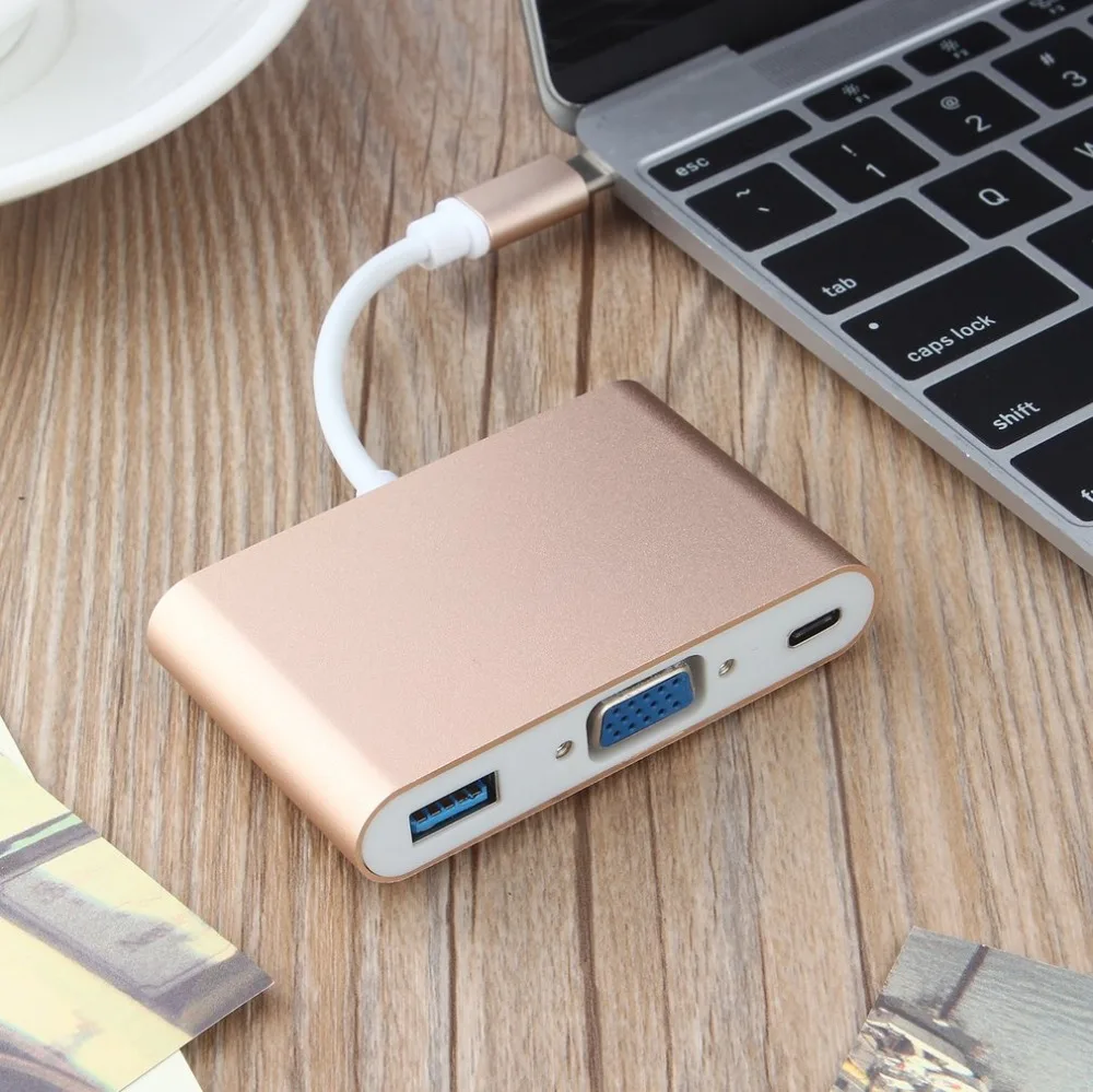USB Type C to VGA Adapter Multiport USB 3.1 Hub Type-C Female with Charging & Video Converter for Apple MacBook Projector TV
USB Type C to VGA Adapter Multiport USB 3.1 Hub Type-C Female with Charging & Video Converter for Apple MacBook Projector TV