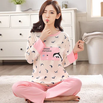 Brand Long Sleeve Cotton Pajamas Women Cartoon Sleepwear Striped Pajama Sets Lounge Mujer Girl Pyjamas Size 3XL Home Clothing
Brand Long Sleeve Cotton Pajamas Women Cartoon Sleepwear Striped Pajama Sets Lounge Mujer Girl Pyjamas Size 3XL Home Clothing