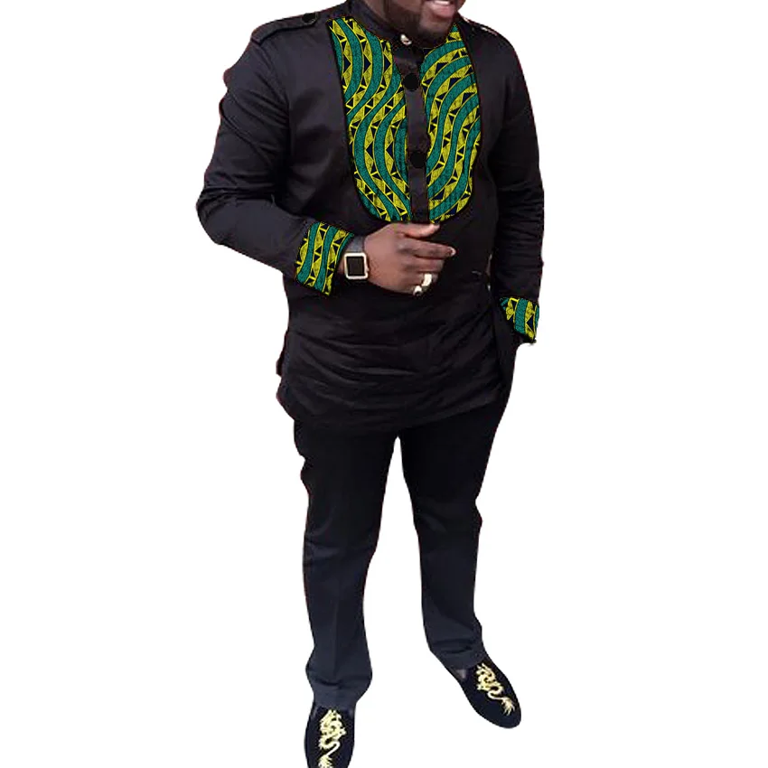 Africa Print Man Shirts Dashiki Fashion Pant Sets Black Top+Trouser 2 Pieces Customized Men's Outfit For African Gatherings
Africa Print Man Shirts Dashiki Fashion Pant Sets Black Top+Trouser 2 Pieces Customized Men's Outfit For African Gatherings