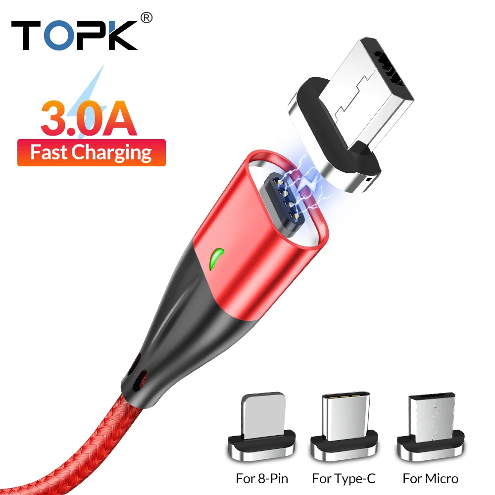 TOPK 1M 3A Magnetic Cable Fast Charging Type C Cable For iPhone Charger Data Charge Micro USB Cable Quick Charge 3.0 USB C Cable
TOPK 1M 3A Magnetic Cable Fast Charging Type C Cable For iPhone Charger Data Charge Micro USB Cable Quick Charge 3.0 USB C Cable