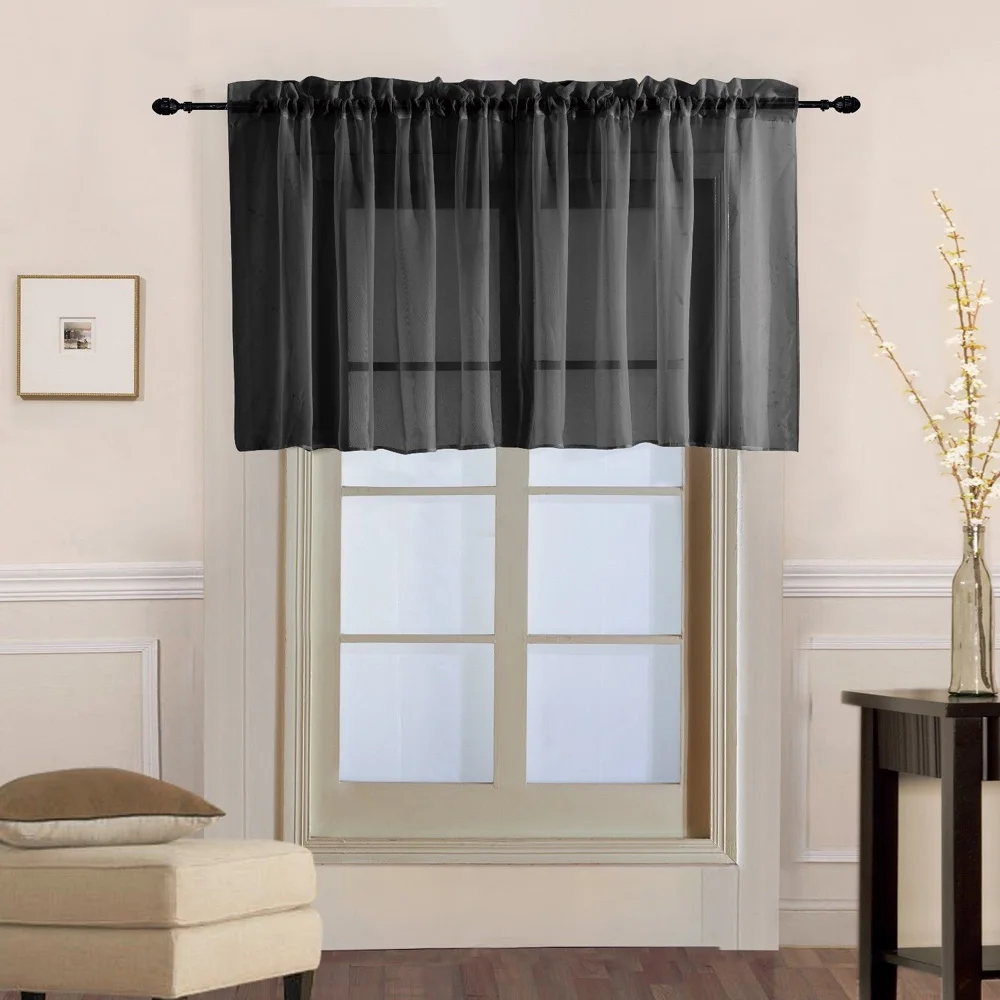 Tiyana 1 PCS Rod Pocket Tulle Curtains Short Half Curtains Window Valance Black Color Kitchen Drapes
Tiyana 1 PCS Rod Pocket Tulle Curtains Short Half Curtains Window Valance Black Color Kitchen Drapes