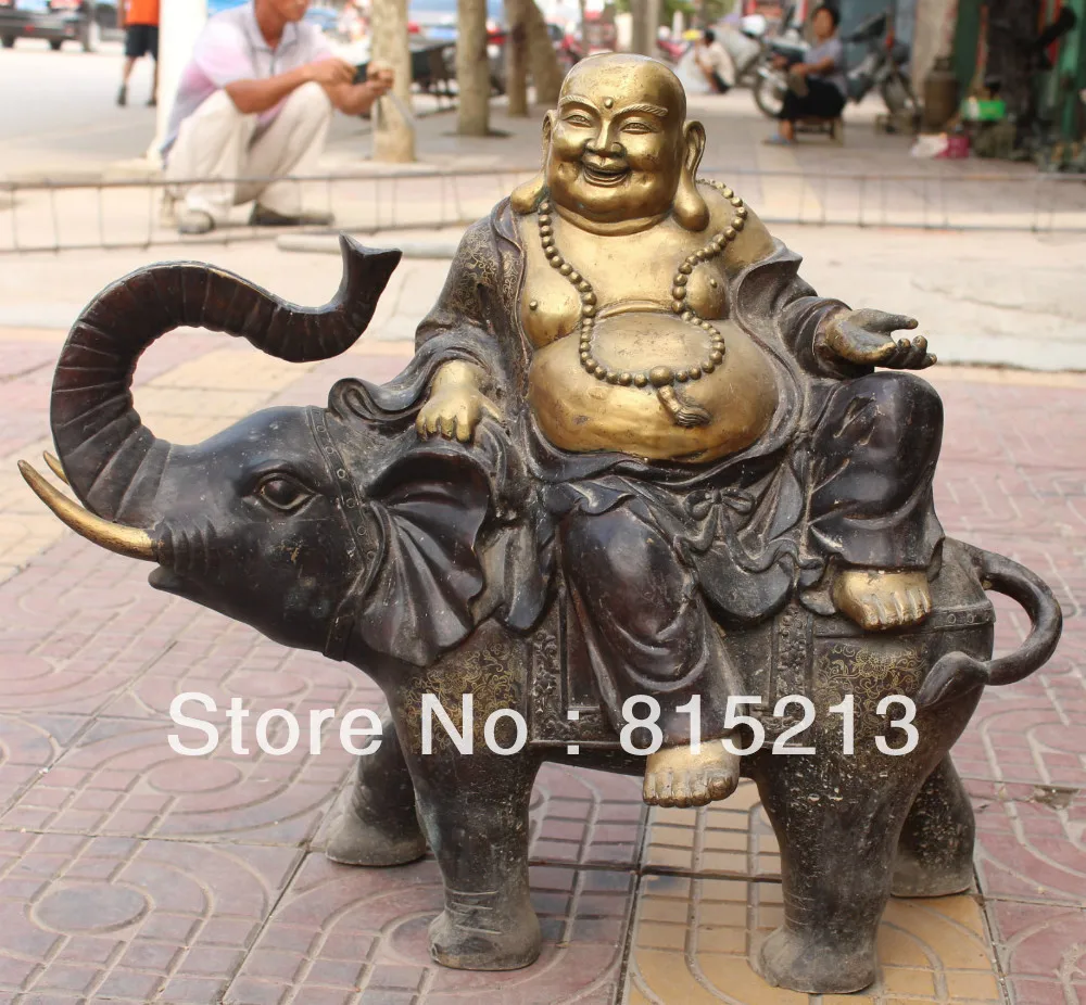 bi00320 27" Chinese Bronze Gilt Happy Laugh Maitreya Buddha On Elephant Animal States
bi00320 27" Chinese Bronze Gilt Happy Laugh Maitreya Buddha On Elephant Animal States