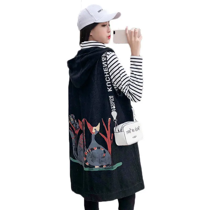 New Extra Large Size Clothing Long Denim Vest Women Loose Print Hooded Jacket Sleeveless Coats Spring Waistcoat Streetwear f532
New Extra Large Size Clothing Long Denim Vest Women Loose Print Hooded Jacket Sleeveless Coats Spring Waistcoat Streetwear f532