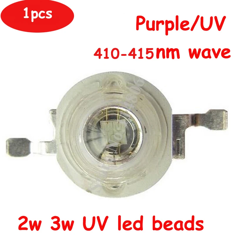 

Free Shipping 1pcs High Power 2W 3W 45mil Chip Input 3.4V UV/Purple Ultraviolet 410~415nm 600-700mA LED Light Lamp Chip