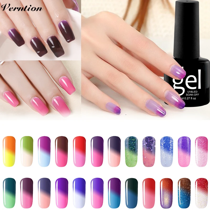 Verntion Change Color UV F LED Nail Gel Lacquer Semi Temperature Change Shiny Rainbow Thermal Glitter Change Chameleon Kit
Verntion Change Color UV F LED Nail Gel Lacquer Semi Temperature Change Shiny Rainbow Thermal Glitter Change Chameleon Kit