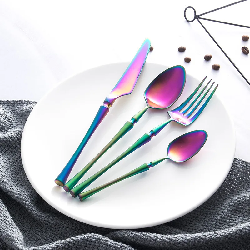 Rainbow Cutlery 4pcs Set Spoon and Fork Set Christmas wedding Silverware Stainless Steel Dinner Set Kitchen Food Dinnerware
Rainbow Cutlery 4pcs Set Spoon and Fork Set Christmas wedding Silverware Stainless Steel Dinner Set Kitchen Food Dinnerware