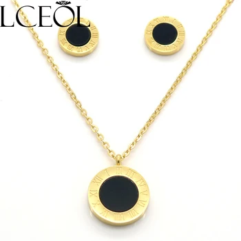 LCEOL Round Pearl Shell Jewelry Roman Numerals Stylish Two Side Gold Color Pendant Necklace Earrings Fashion Wedding Jewelry Set
LCEOL Round Pearl Shell Jewelry Roman Numerals Stylish Two Side Gold Color Pendant Necklace Earrings Fashion Wedding Jewelry Set