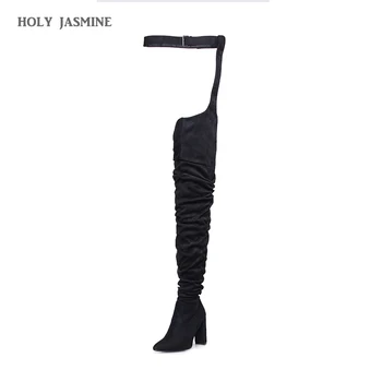 2019 New Rihanna Style Over the Knee Boots for Women Shoes Pointed Toe Pleated Suede High Heels Long Thigh High Boots Black Sexy
2019 New Rihanna Style Over the Knee Boots for Women Shoes Pointed Toe Pleated Suede High Heels Long Thigh High Boots Black Sexy