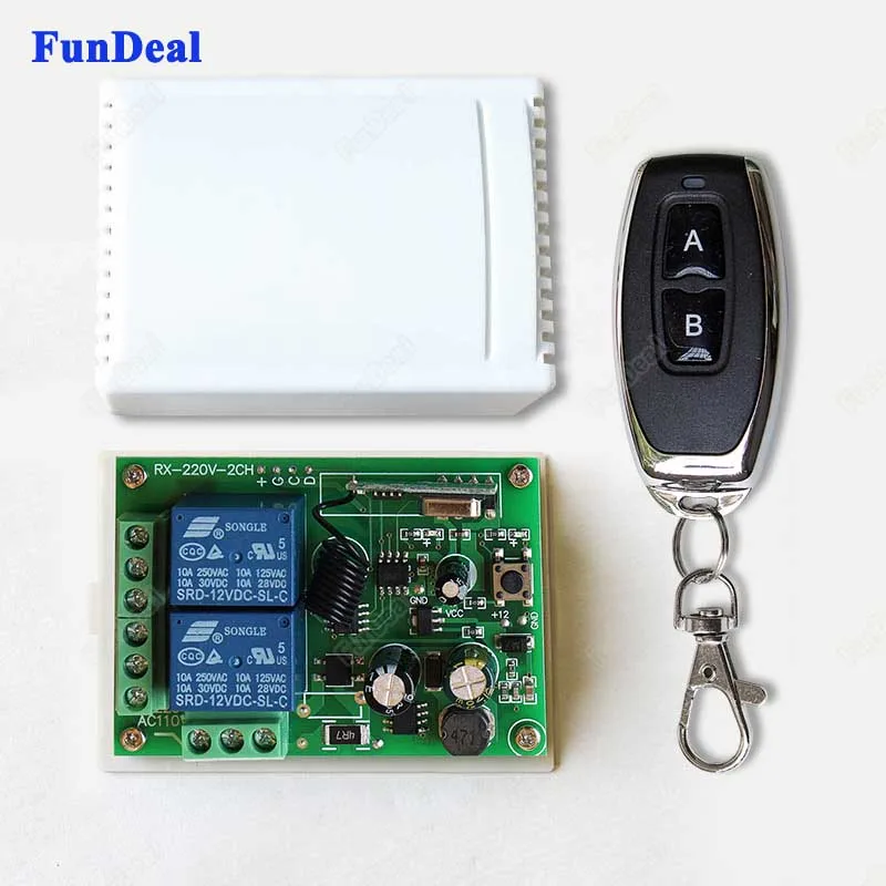 433Mhz Universal Wireless Remote Control Switch AC 110V 220V 2CH Relay Heterodyne Receiver Module and RF 433 Mhz Remote Controls
433Mhz Universal Wireless Remote Control Switch AC 110V 220V 2CH Relay Heterodyne Receiver Module and RF 433 Mhz Remote Controls