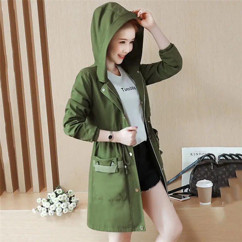 Fashion 2019 Spring Autumn Womens Windbreaker Hooded Cotton Long Trench coat for women Casual Student Coat Army Green Outerwear
Fashion 2019 Spring Autumn Womens Windbreaker Hooded Cotton Long Trench coat for women Casual Student Coat Army Green Outerwear