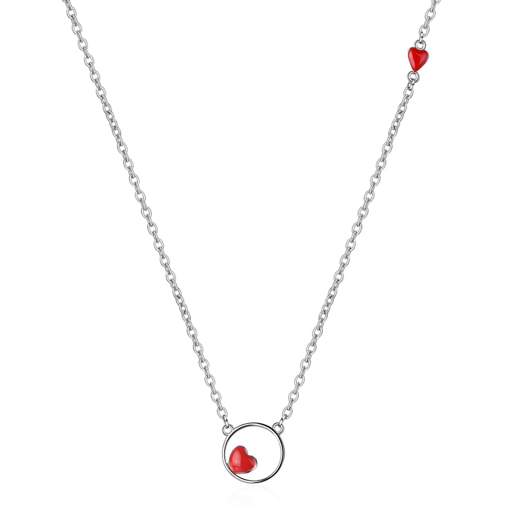 New Fashion Jewelry Drop Glaze Red Love Heart Circle 925 Sterling Silver Clavicle Chain Necklace For Women Gift
New Fashion Jewelry Drop Glaze Red Love Heart Circle 925 Sterling Silver Clavicle Chain Necklace For Women Gift