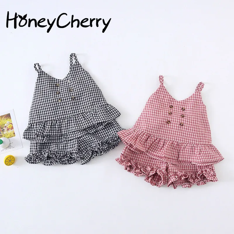 Summer Suit Girl's All-cotton Chequered Vest And Shorts Two-piece Suit Girl Summer Clothes Set Jumpsuits Toddler Girl Clothes
Summer Suit Girl's All-cotton Chequered Vest And Shorts Two-piece Suit Girl Summer Clothes Set Jumpsuits Toddler Girl Clothes
