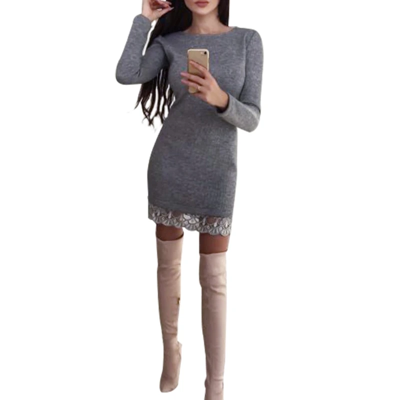 New Autumn women ladies Long Sleeve Knitwear pencil Mini Dress fashion lace floral patchwork bodycon short mini dress
New Autumn women ladies Long Sleeve Knitwear pencil Mini Dress fashion lace floral patchwork bodycon short mini dress