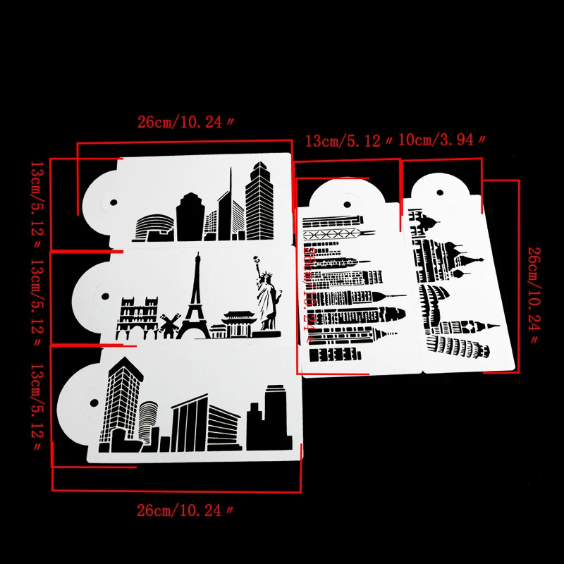 Aomily 5PCS/Set Buildings Cake Stencils Cookies Mousse MoldCoffee Cappuccino Template Baking Sugarcraft Cake Decorating Tools Aomily 5PCS/Set Buildings Cake Stencils Cookies Mousse MoldCoffee Cappuccino Template Baking Sugarcraft Cake Decorating Tools