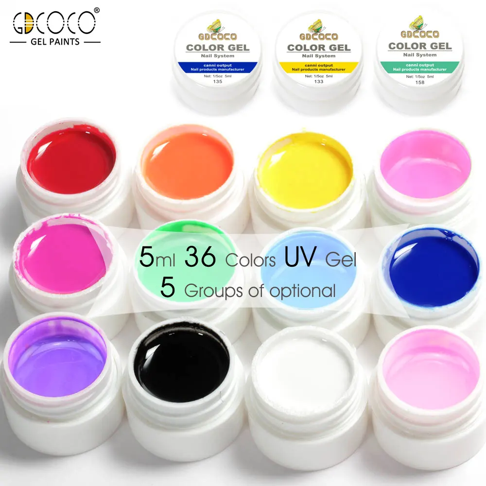GDCOCO Nail Art Советы DIY Дизайн Маникюр 36 Цвет УФ светодио дный Soak Off Краски чернила гель