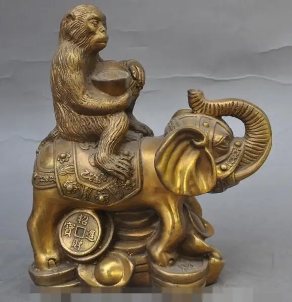 S00606 5" chinese bronze wealth Animal Monkey ride Elephant yuanbao coin lucky statue (B0413)
S00606 5" chinese bronze wealth Animal Monkey ride Elephant yuanbao coin lucky statue (B0413)