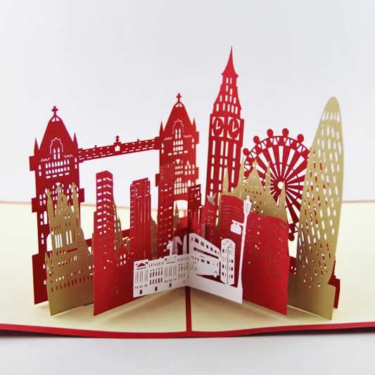 Карта силуэта лондонского города/3D карта kirigami/открытки ручной работы/открытки с
